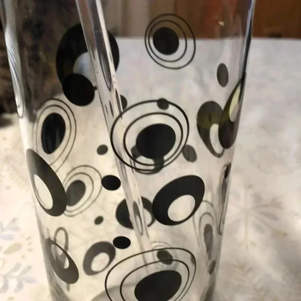 Vintage black circle martini pitcher. 9” tall